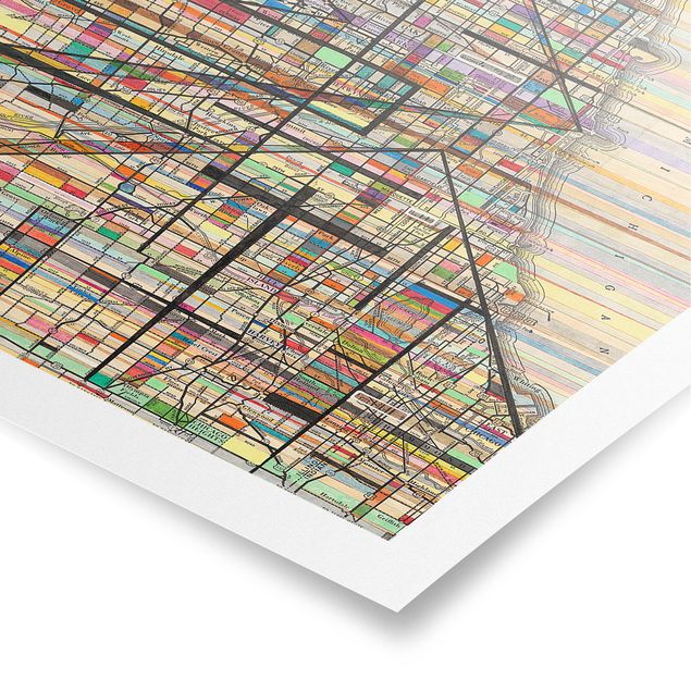 Tavlor färgglada Modern Map Of Chicago