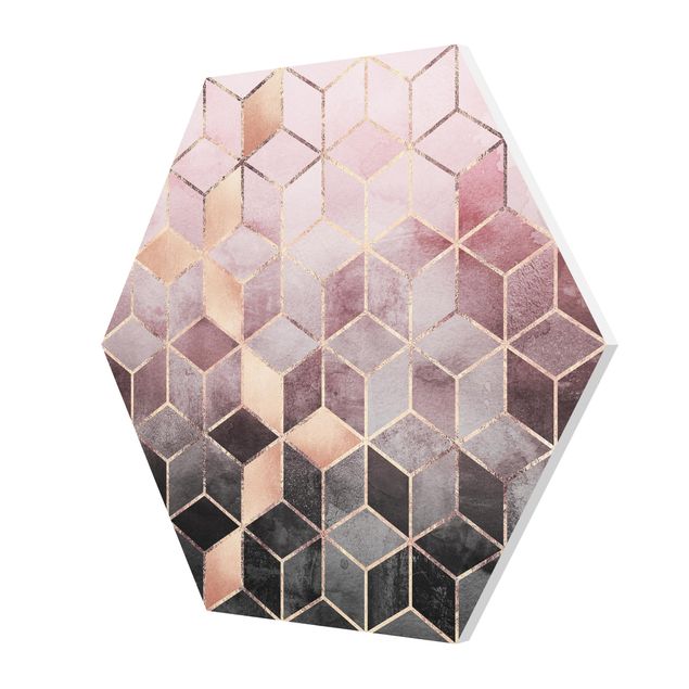 Tavlor Elisabeth Fredriksson Pink Grey Golden Geometry