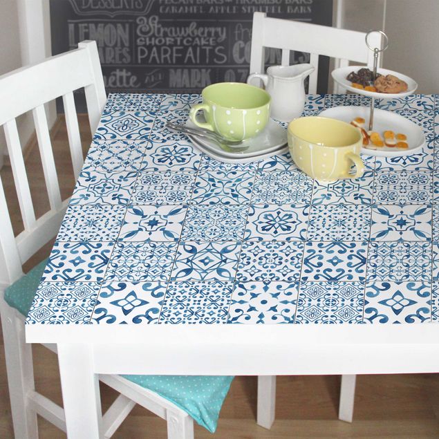 Möbelfolier mönster Patterned Tiles Blue White