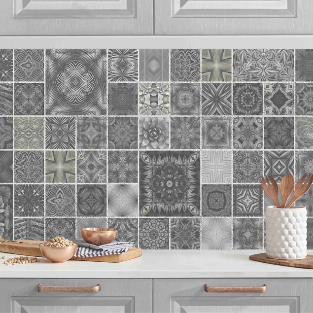 Kök dekoration Grey Jungle Tiles With Silver Shimmer II