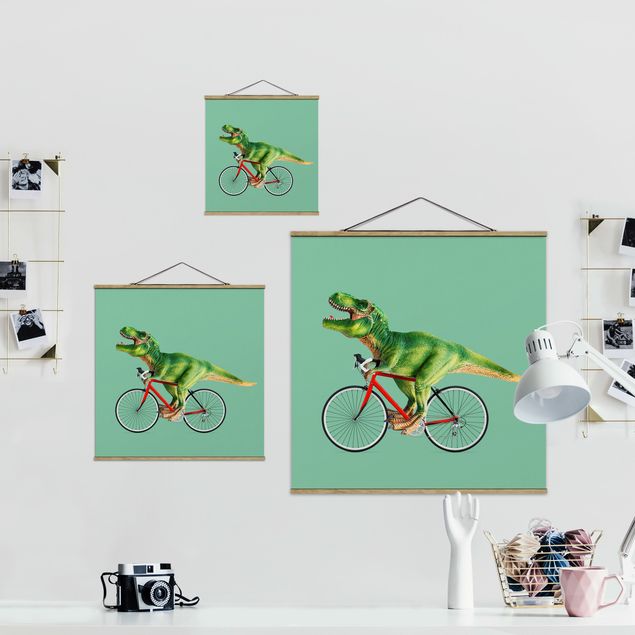 Tavlor grön Dinosaur With Bicycle