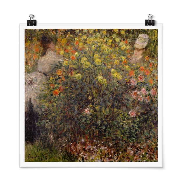 Konstutskrifter Claude Monet - Two Ladies in the Flower Garden