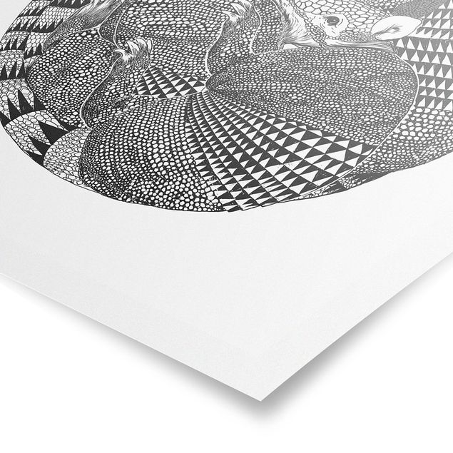 Tavlor svart och vitt Illustration Armadillos Black And White Pattern