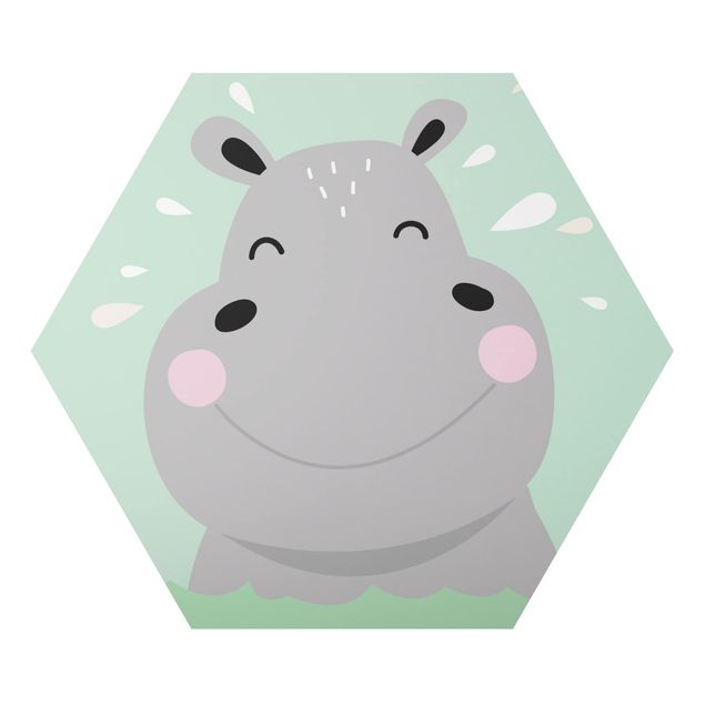 Tavlor grått The Happiest Hippo