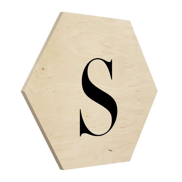 Hexagonala tavlor Letter Serif White S