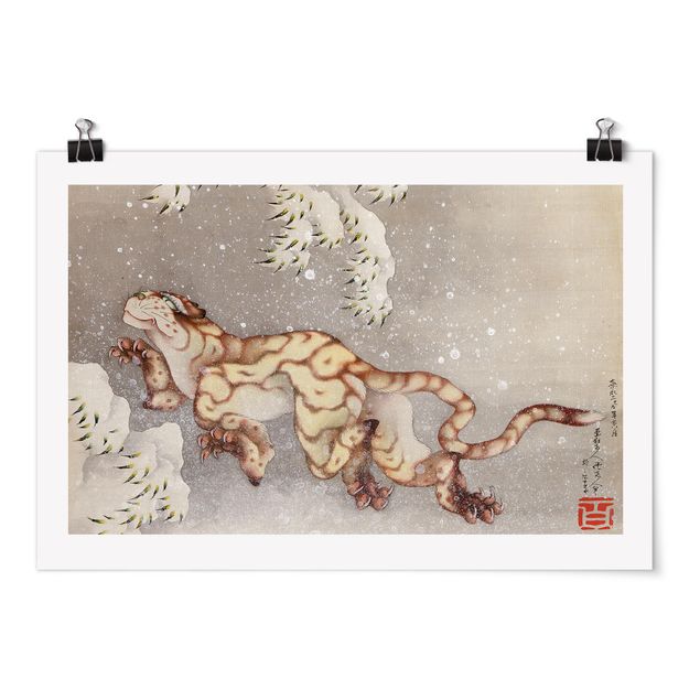 Tavlor tigrar Katsushika Hokusai - Tiger in a Snowstorm