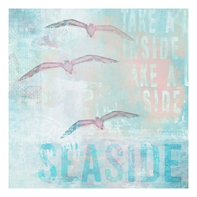 Tavlor brev Shabby Chic Collage - Seagulls