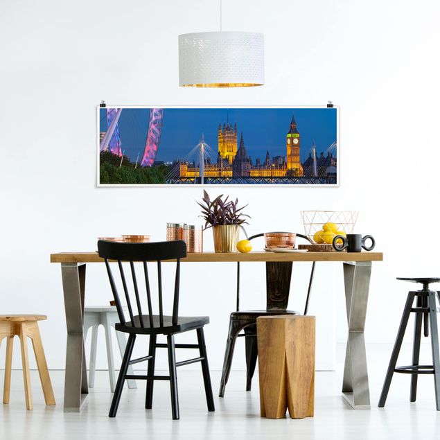 Posters arkitektur och skyline Big Ben And Westminster Palace In London At Night