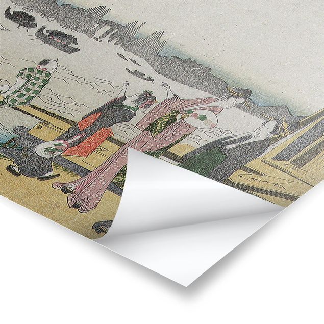 Tavlor grått Katsushika Hokusai - A cool Evening in Ryogoku