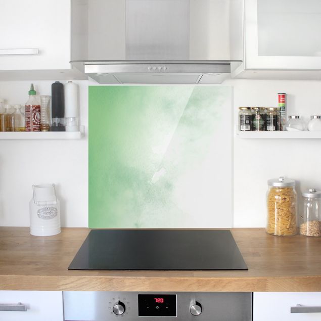 Stänkskydd kök glas mönster Watercolour Green Thicket