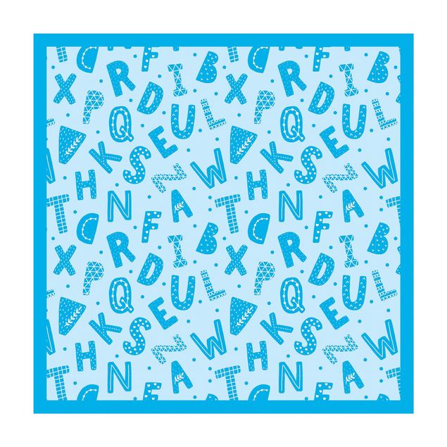 stora mattor Alphabet With Hearts And Dots In Blue With Frame