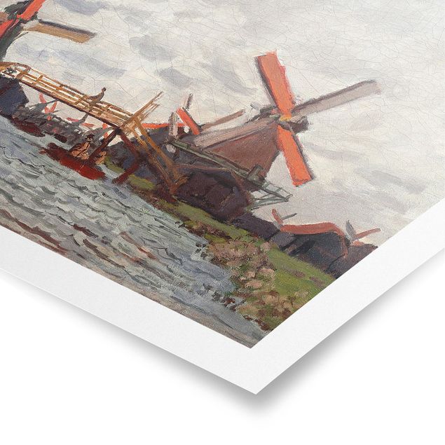 Posters arkitektur och skyline Claude Monet - Windmills in Westzijderveld near Zaandam
