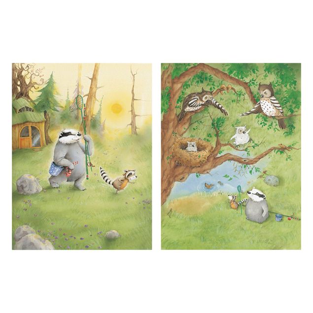 Canvastavlor landskap Vasily Raccoon - Vasily And Sibelius And The Owls