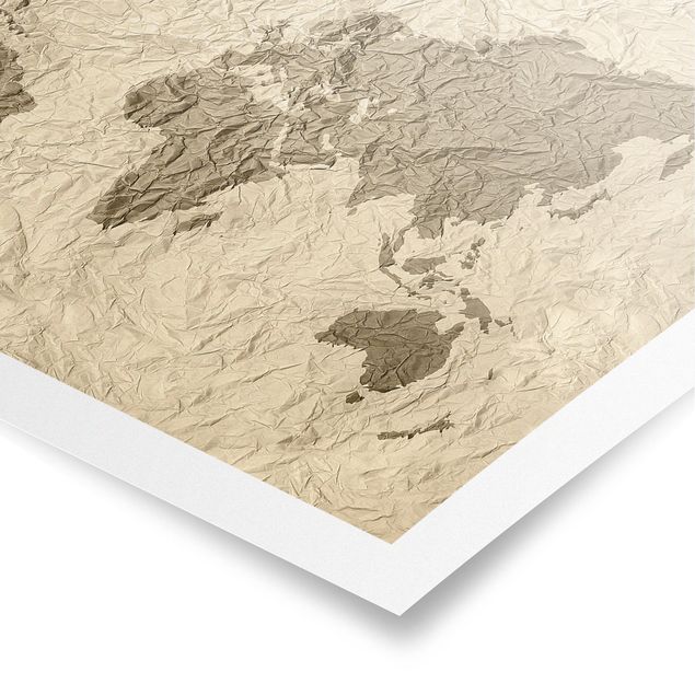 Tavlor brun Paper World Map Beige Brown