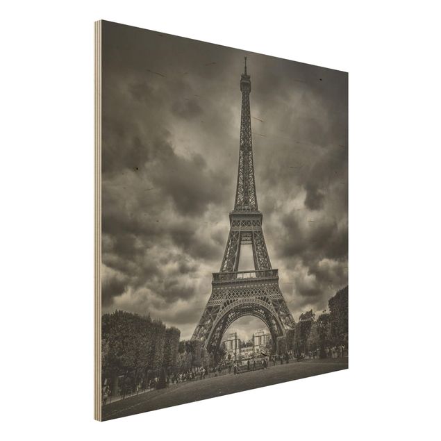 Tavlor Eiffel Tower In Front Of Clouds In Black And White