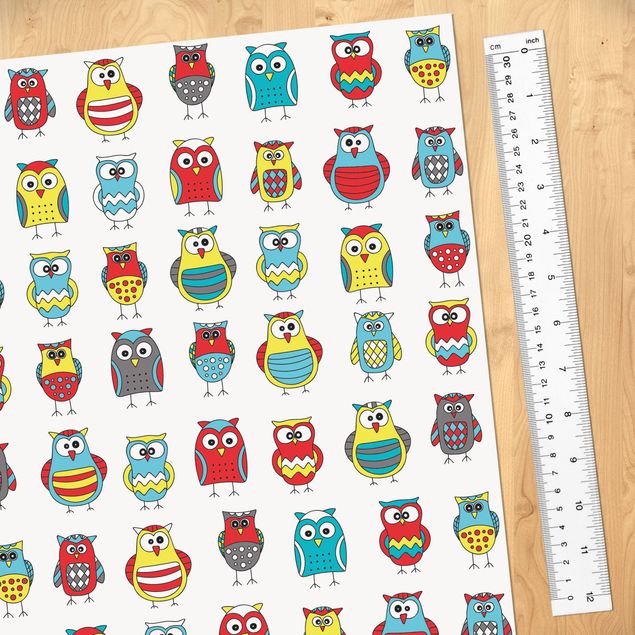 Självhäftande folier Kids Pattern With Various Owls