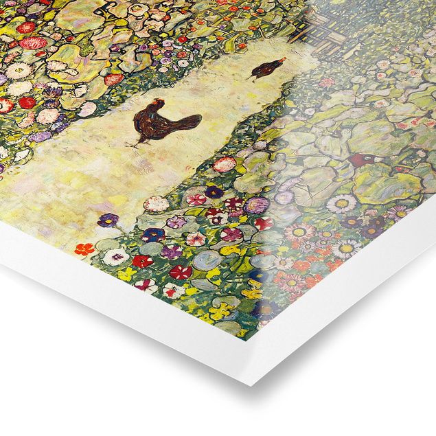 Posters blommor  Gustav Klimt - Garden Path with Hens