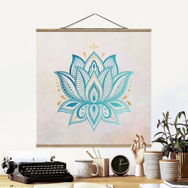 Kök dekoration Lotus Illustration Mandala Gold Blue