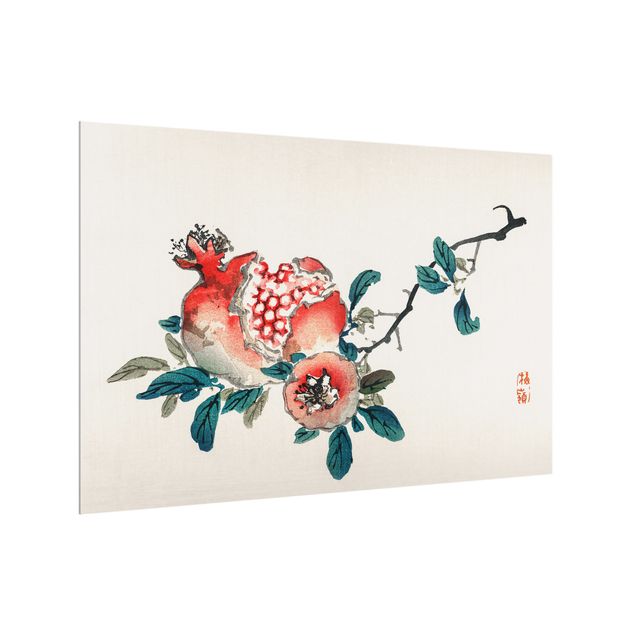 glasskivor kök Asian Vintage Drawing Pomegranate