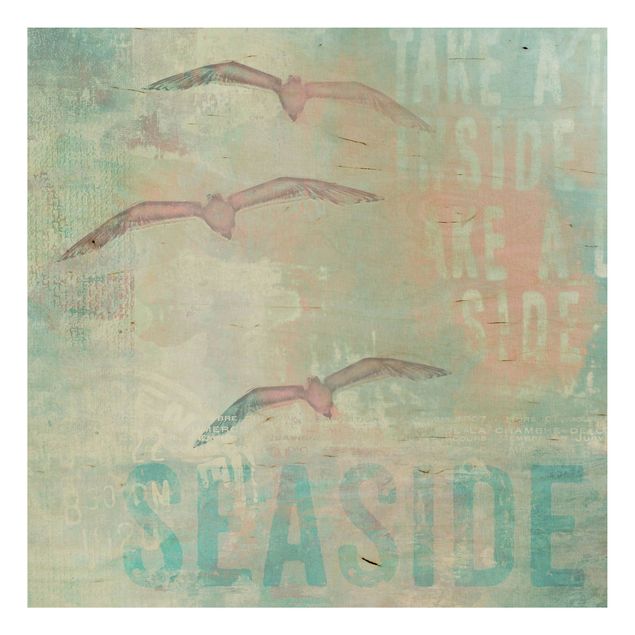 Trätavlor ordspråk Shabby Chic Collage - Seagulls