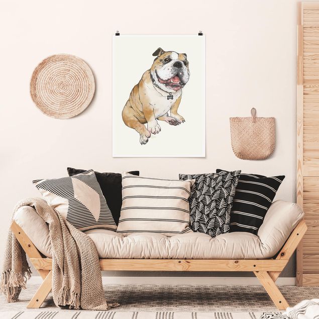 Posters konstutskrifter Illustration Dog Bulldog Painting