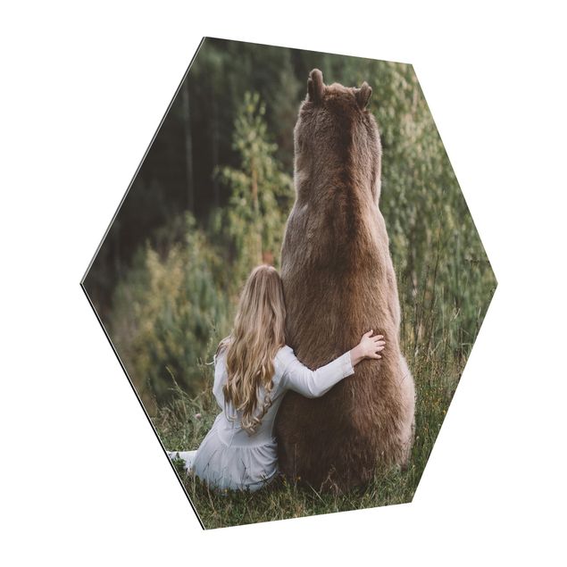 Tavlor modernt Girl With Brown Bear