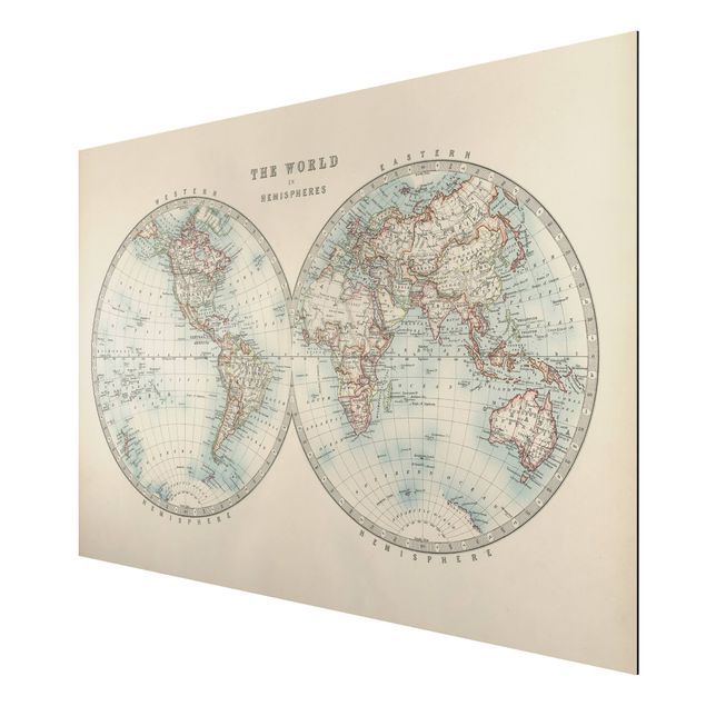 Tavlor ordspråk Vintage World Map The Two Hemispheres