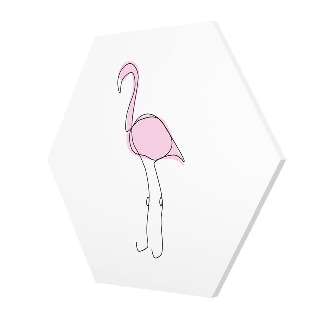 Hexagonala tavlor Flamingo Line Art