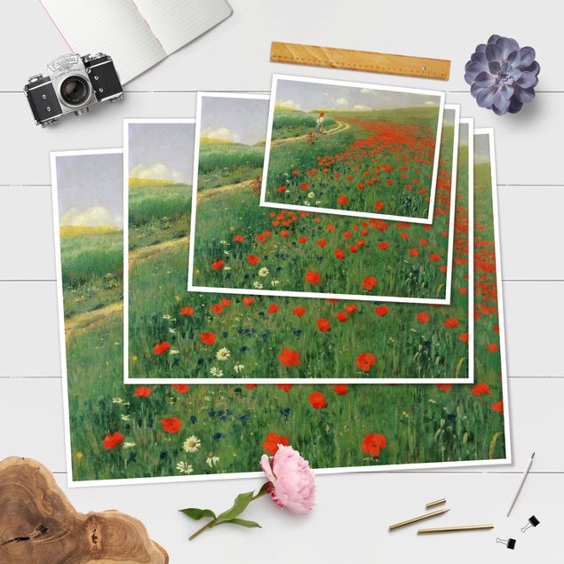 Posters konstutskrifter Pál Szinyei-Merse - Summer Landscape With A Blossoming Poppy