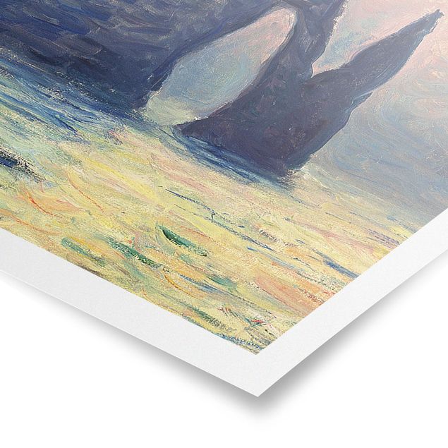 Tavlor landskap Claude Monet - The Cliff, Étretat, Sunset