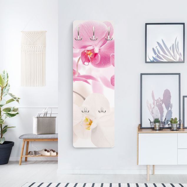 Klädhängare vägg rosa Delicate Orchids
