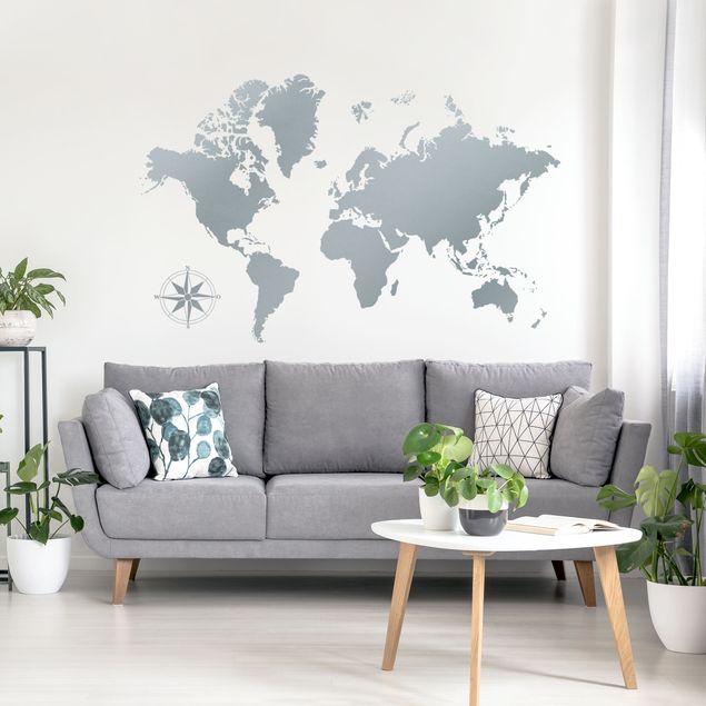 autocolantes decorativos parede Detailed World Map
