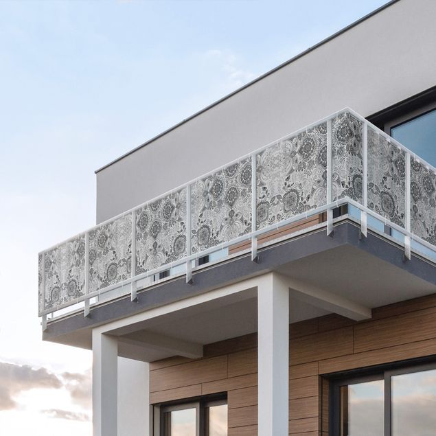 Insynsskydd för balkong väderbeständigt Detailed Boho Pattern In Grey