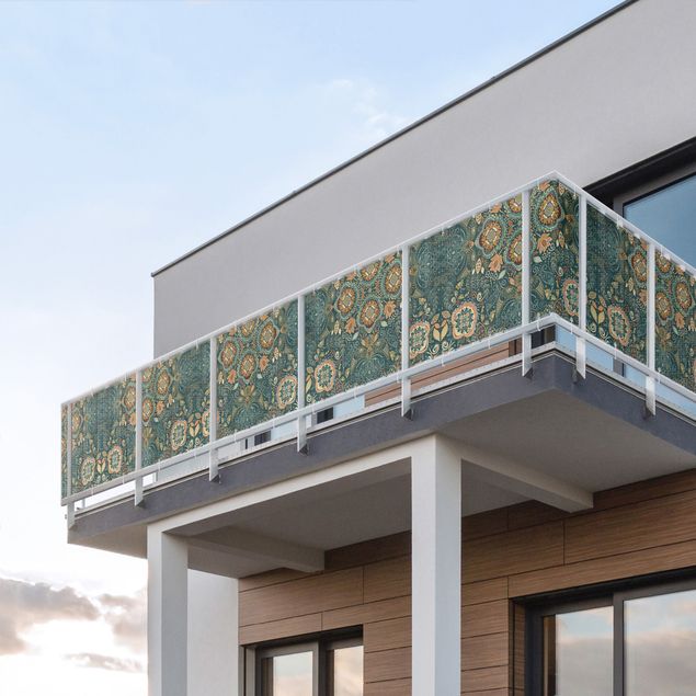 Insynsskydd för balkong väderbeständigt Detailed Boho Pattern In Green