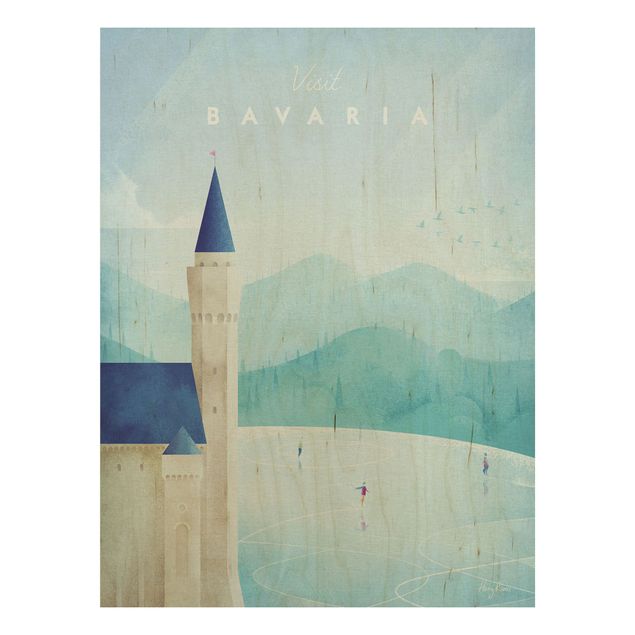 Trätavlor vintage Travel Poster - Bavaria