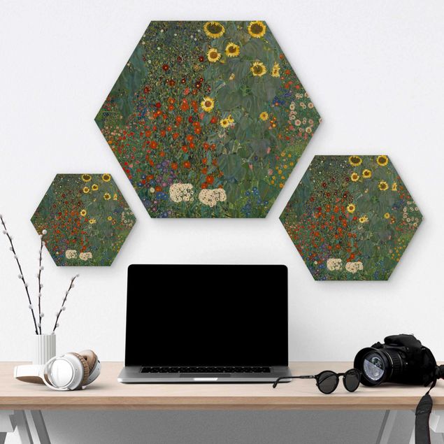 Hexagonala tavlor Gustav Klimt - Garden Sunflowers