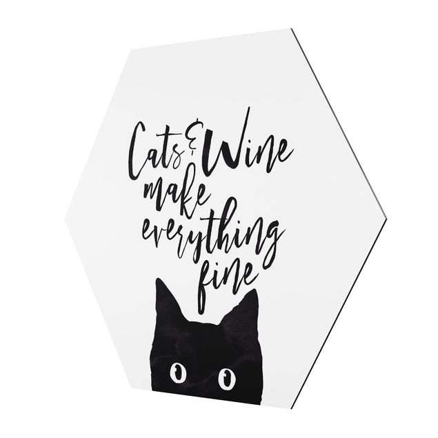 Tavlor svart och vitt Cats And Wine make Everything Fine