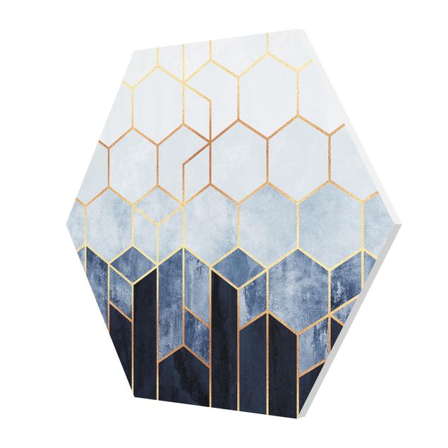 Tavlor Elisabeth Fredriksson Golden Hexagons Blue White
