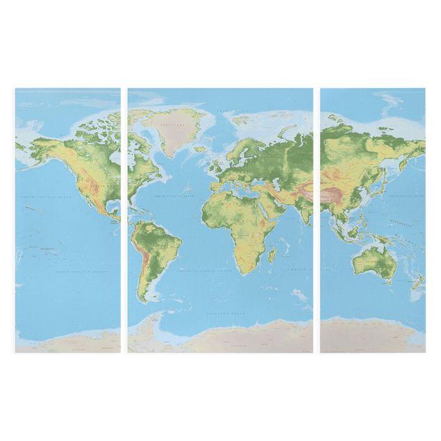 Tavlor blå Physical World Map