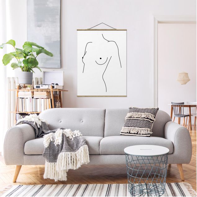 Tavlor naken och erotik Line Art Nude Bust Woman Black And White