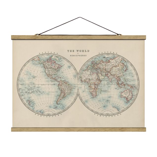 Tavlor retro Vintage World Map The Two Hemispheres