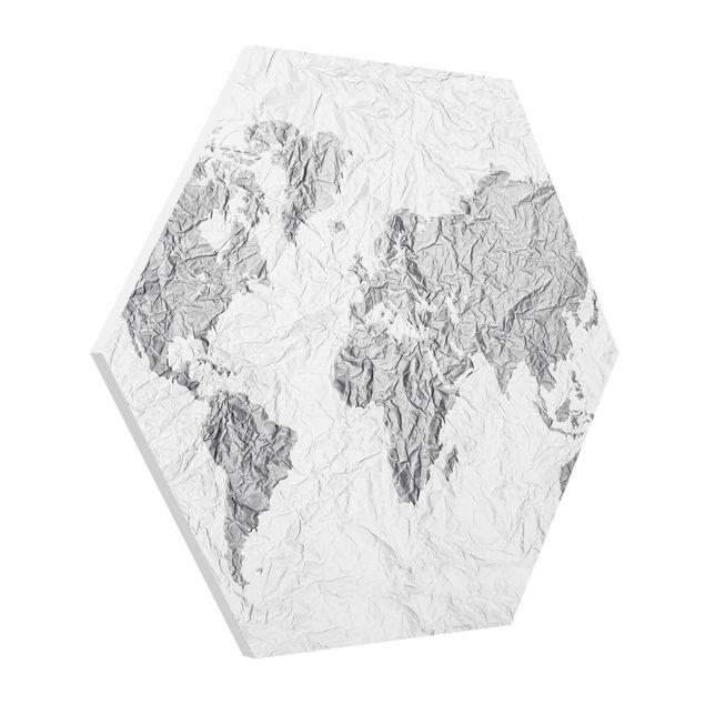 Tavlor modernt Paper World Map White Grey
