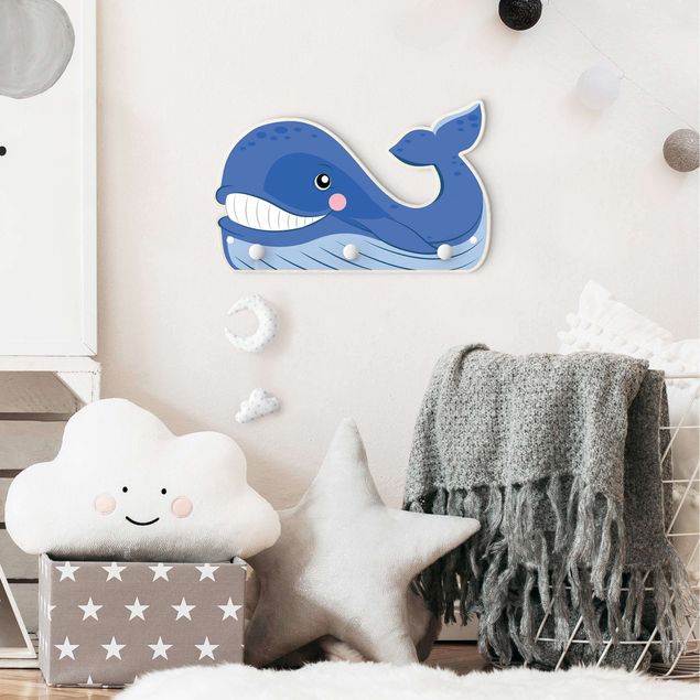 Klädhängare vägg blå Chubby Whale