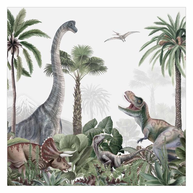 Fototapeter grön Dinosaur giants in the jungle