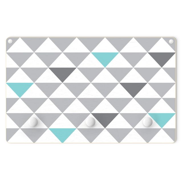 Klädhängare vägg Triangles Grey White Turquoise