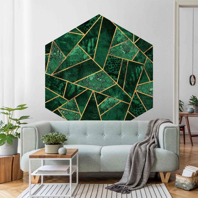 Tapeter modernt Dark Emerald With Gold