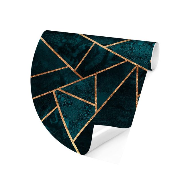 Mönstertapet Dark Turquoise With Gold