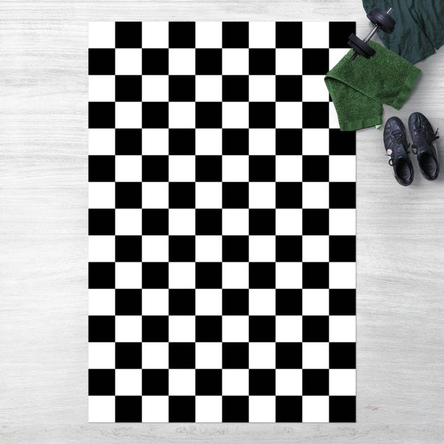 utomhusmatta Geometrical Pattern Chessboard Black And White