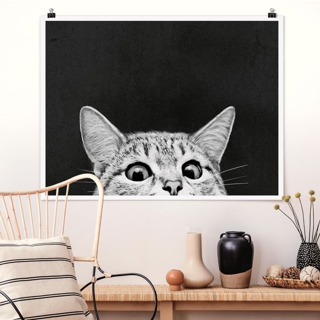 Inredning av barnrum Illustration Cat Black And White Drawing