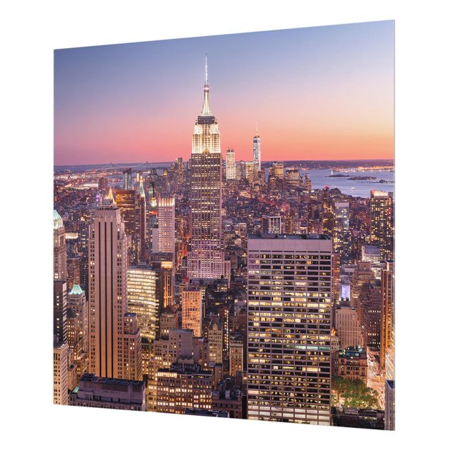 Glas Spritzschutz - Sonnenuntergang Manhattan New York City - Quadrat - 1:1